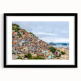 Extra large framed abstract art print depicting vibrant, colorful Brazilian scenery on textured canvas.