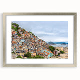 Textured abstract art print of a Brazilian landscape in muted earth tones, framed in silver, suitable for bedroom decor.