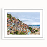 Abstract art print featuring a vibrant depiction of a Brazil scenery in a white frame.