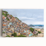 Black and white stretched canvas featuring a panoramic view of a Brazilian cityscape, ideal for kitchen wall art.