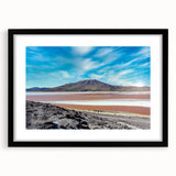 Extra large framed abstract art print depicting a colorful, textured scene of a South American landscape.