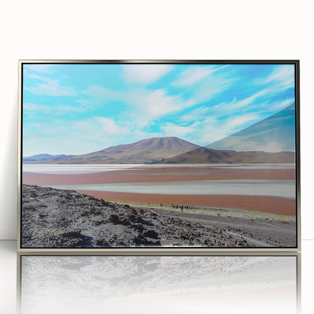 Mid-century modernist art depicting a scenic view of a Chilean landscape.