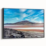Black and white landscape art painting of Chilean scenery on framed canvas, ideal for bedroom wall decor.