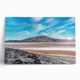 Black and white photograph of Chilean landscape on stretched canvas, ideal for kitchen wall art or bedroom ambiance.