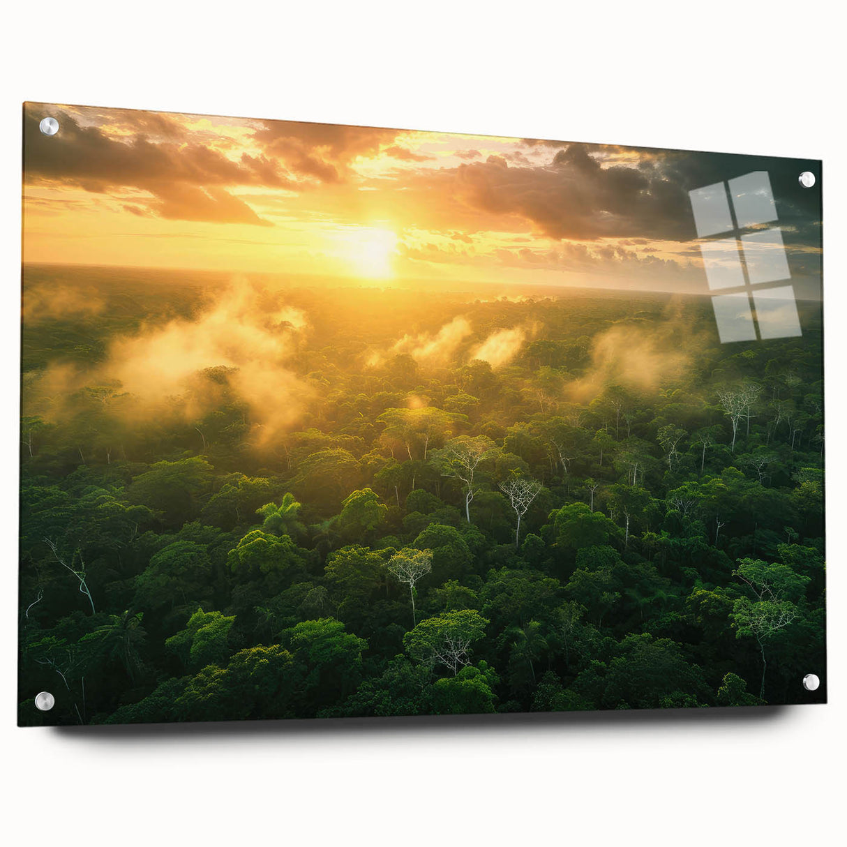 Large abstract wall art featuring vibrant colors of a Colombian landscape on acrylic glass.