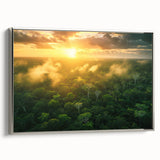 Framed canvas featuring a vintage-style landscape art painting of a Colombian scenery in vibrant colors.