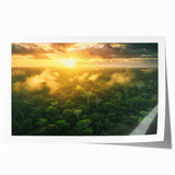 Extra large rolled print of a vibrant Colombian landscape with lush greenery and floral elements.