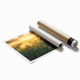 Extra large rolled print of a vibrant Colombian landscape with lush greenery and floral accents.