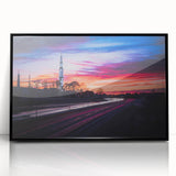 Large abstract wall art of Alabama scenery in muted earth tones on framed acrylic, ideal for modern living room decor.