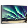 Black and white framed canvas of an Alaskan landscape, ideal for bedroom wall art, featuring vintage poster style.