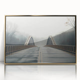 Mid-century modernist acrylic print of Arkansas scenery in muted earth tones, framed in gold.