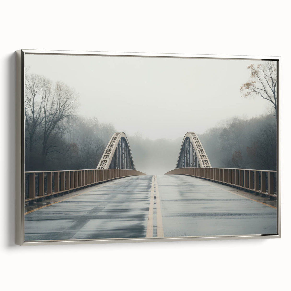 Framed canvas of a vintage-style Arkansas landscape painting with a black and colorful palette, ideal for living room decor.