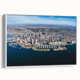 Vintage poster art of San Diego scenery on a framed canvas with colorful accents, ideal for living room decor.