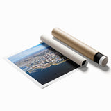 Extra large rolled print of San Diego scenery with floral motifs in soft hues, ideal for classy bathroom wall art.