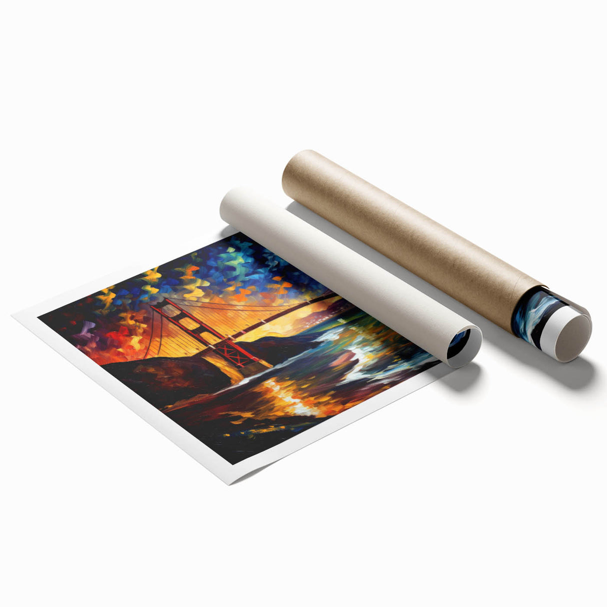 San Francisco skyline in muted gray, extra large rolled print, ideal for classy bathroom wall art.