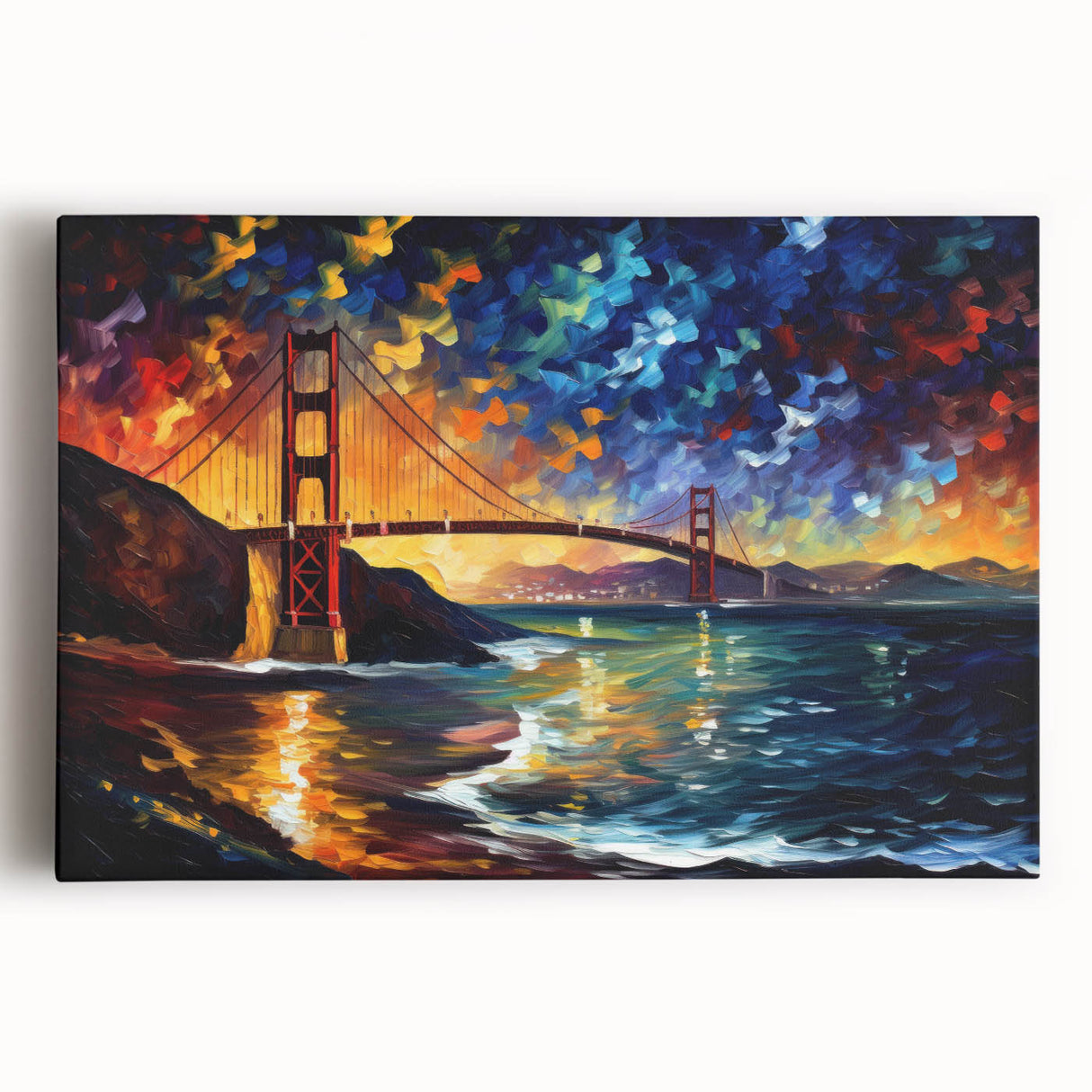 Black and white stretched canvas of San Francisco skyline, ideal for kitchen wall art.