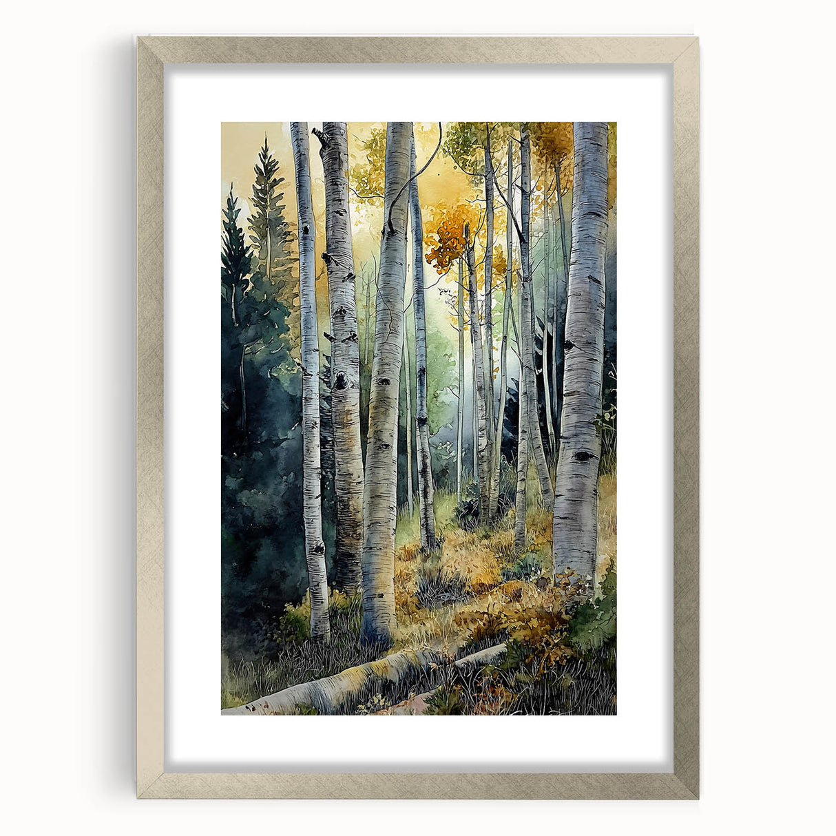 Textured abstract art print of Aspen, Colorado in muted earth tones on a framed canvas, suitable for bedroom decor.