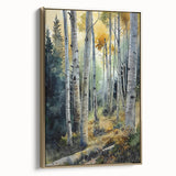 Framed canvas depicting a vintage-style landscape of Aspen, Colorado, with muted gold and black tones.