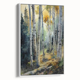Vintage poster art of Aspen, Colorado with colorful autumn trees on extra large framed canvas, ideal for living room decor.
