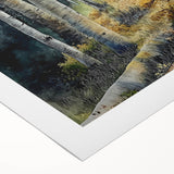 Art deco poster featuring Aspen, Colorado scenery in muted earth tones on rolled canvas, suitable for dining room decor.