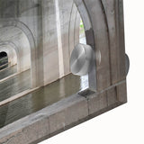 Large abstract wall art of Connecticut scenery in muted blue and green tones on acrylic glass.