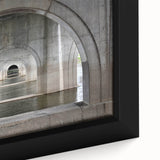 Extra large framed canvas featuring a textured depiction of a scenic Connecticut landscape in black with colorful accents.