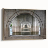 Framed canvas depicting a vintage-style Connecticut landscape in muted gold and black tones, suitable for bedroom wall art.