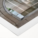 Art deco poster featuring a serene Connecticut landscape in muted green and blue tones, printed on rolled canvas.