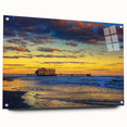 Large abstract wall art of Daytona scenery on acrylic glass, featuring vivid blue and green tones.