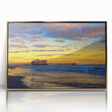 Mid-century modernist Daytona scenery on gold-framed acrylic, ideal for modern art wall decor.