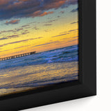 Black wall art featuring a textured, colorful Daytona scenery on a framed canvas, ideal for living room decor.