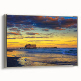 Framed canvas of a vintage Daytona landscape with vibrant colors on a black background, ideal for living room decor.