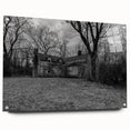 Acrylic print of a large abstract depiction of Delaware scenery, with cool blue and green tones, ideal for dining room art.