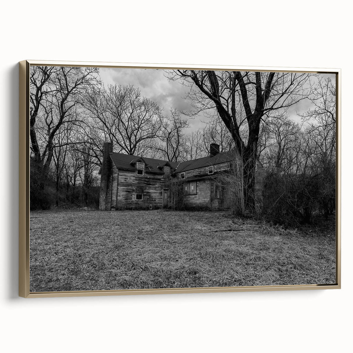 Framed canvas featuring a vintage-style Delaware landscape in muted gold and black tones, ideal for bedroom wall decor.