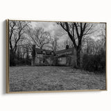 Framed canvas featuring a vintage-style Delaware landscape in muted gold and black tones, ideal for bedroom wall decor.