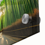 Large abstract wall art featuring a Maui scenery in vibrant blue and green tones on acrylic glass.