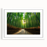 Abstract art print of Maui scenery in muted blue and green tones on a framed white mat, ideal for dining room decor.