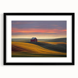 Extra large abstract art print of a colorful Idaho scenery in a black frame with a textured finish.