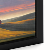 Extra large framed canvas featuring a textured Idaho scenery in black with colorful art accents, ideal for living room decor.