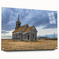 Acrylic print of a large abstract depiction of Iowa scenery in muted earth tones, suitable for bedroom or dining room decor.