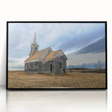 Large abstract wall art depicting a colorful Iowa scenery in mid-century modernist style on black framed acrylic.