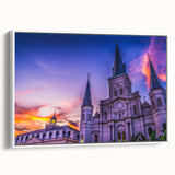Vintage poster art of New Orleans scenery on a framed canvas, featuring colorful art in extra large format.