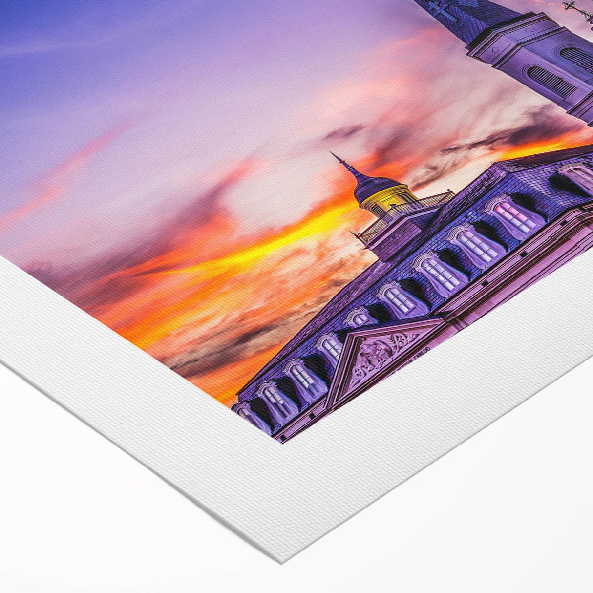 Art deco poster of New Orleans skyline in muted gold and black, printed on rolled canvas, suitable for dining room wall art.