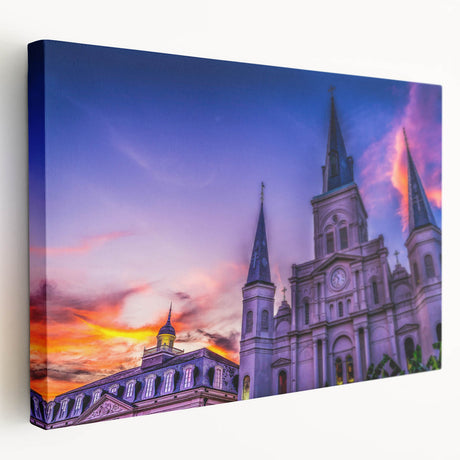 New Orleans cityscape in muted earth tones on stretched canvas, suitable for kitchen wall art.
