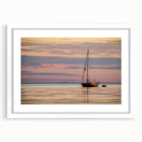 Abstract art print of a Louisiana landscape in muted earth tones on a white framed canvas, suitable for dining room decor.