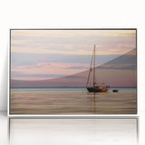 Art deco poster featuring a Louisiana landscape in muted green and blue tones on a framed acrylic.