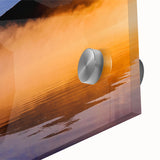 Large abstract wall art depicting a coastal Maine scenery in muted gray and blue tones on acrylic glass.