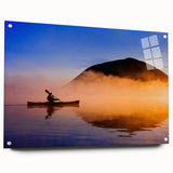 Acrylic glass print of a Maine landscape in muted earth tones, suitable for bedroom or dining room decor.