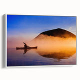 Vintage poster art of a Maine scenery on a framed canvas, featuring colorful art in a large format.