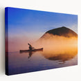 Scenic Maine landscape on large stretched canvas, featuring soft blue and green tones, ideal for kitchen wall art.
